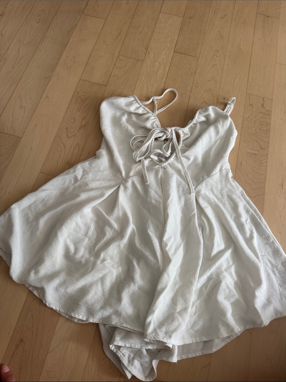White Lace-Up Dress Romper